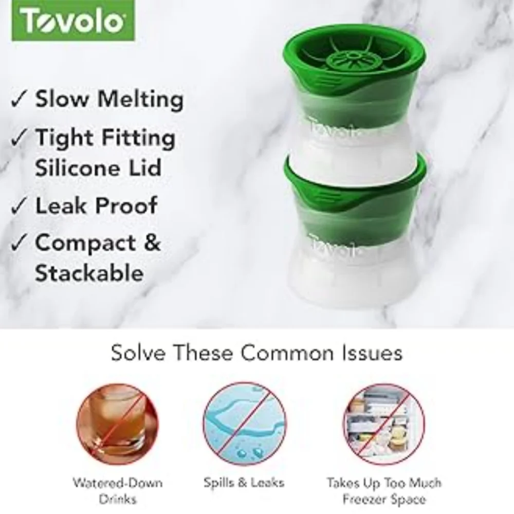 Ice Mold Silicone Golf Ball Cocktail Barware Set of 2 Tovolo Leak-Free